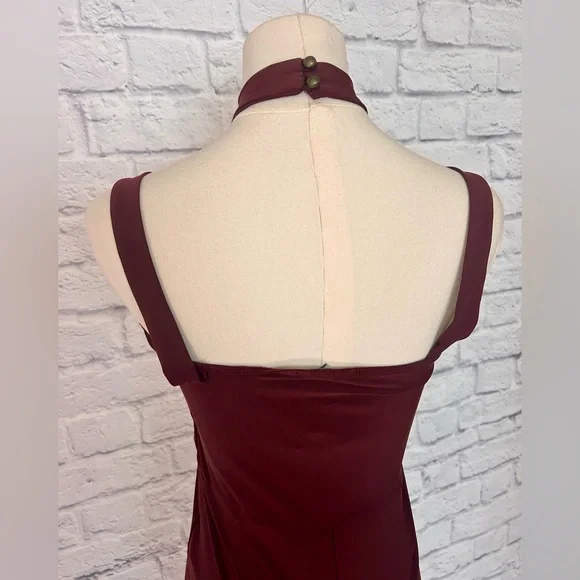 Burgundy Red Strappy Sweatheart Jumpsuit Small - Picture 4 of 6